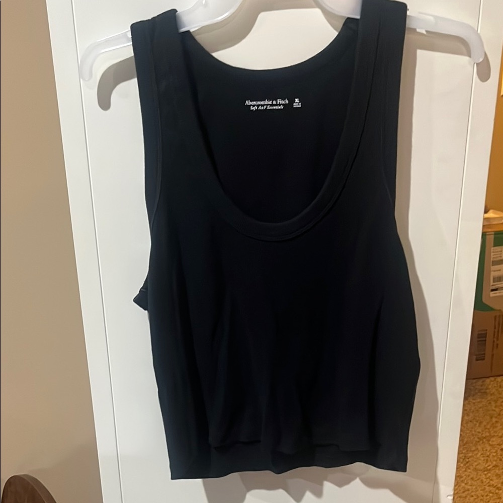 Abercrombie & Fitch Black Fitted Crop Tank Top